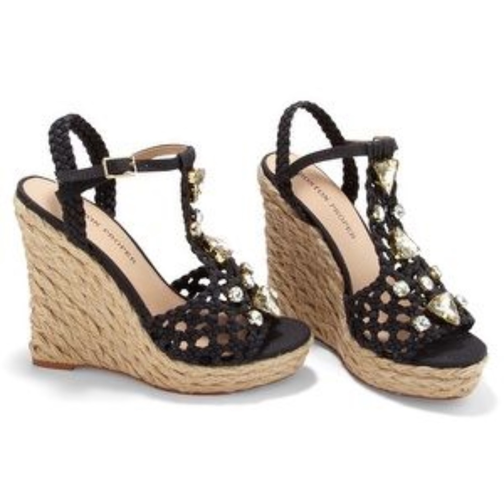 Espadrille Jeweled Wedge Sandals